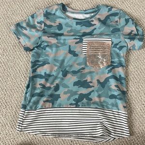 Camo and sequin tee